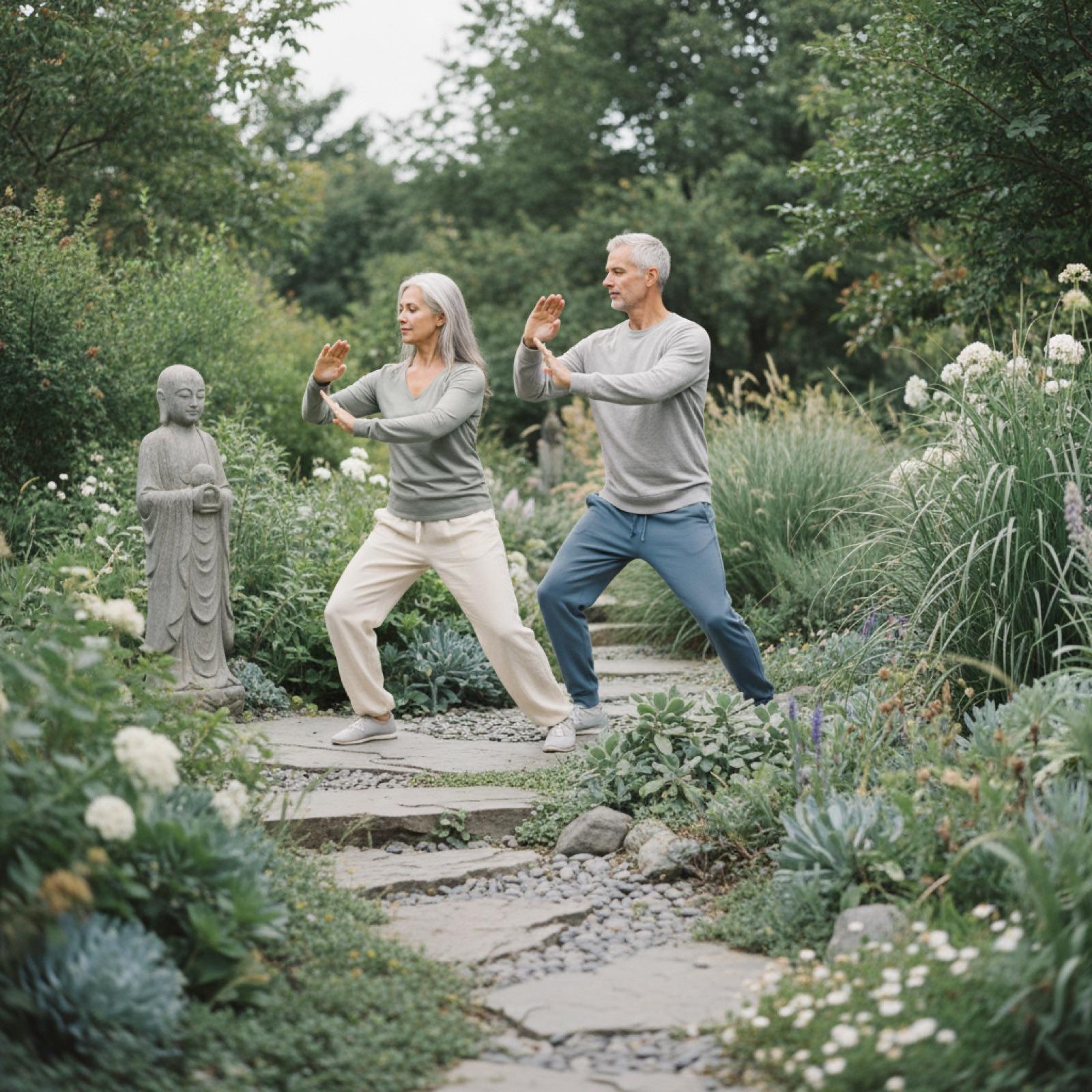 Vibrant healthy aging hiking in mountains