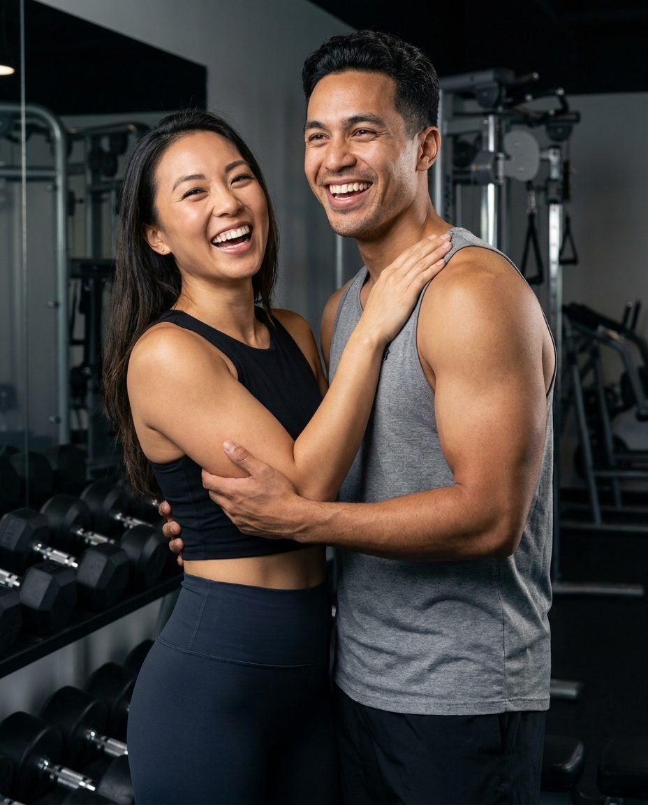 A couple at peak condition — the Oria BioStack protocol in practice.